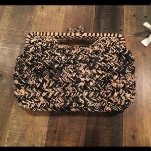 Trina Turk Black & Tan Straw Bag
